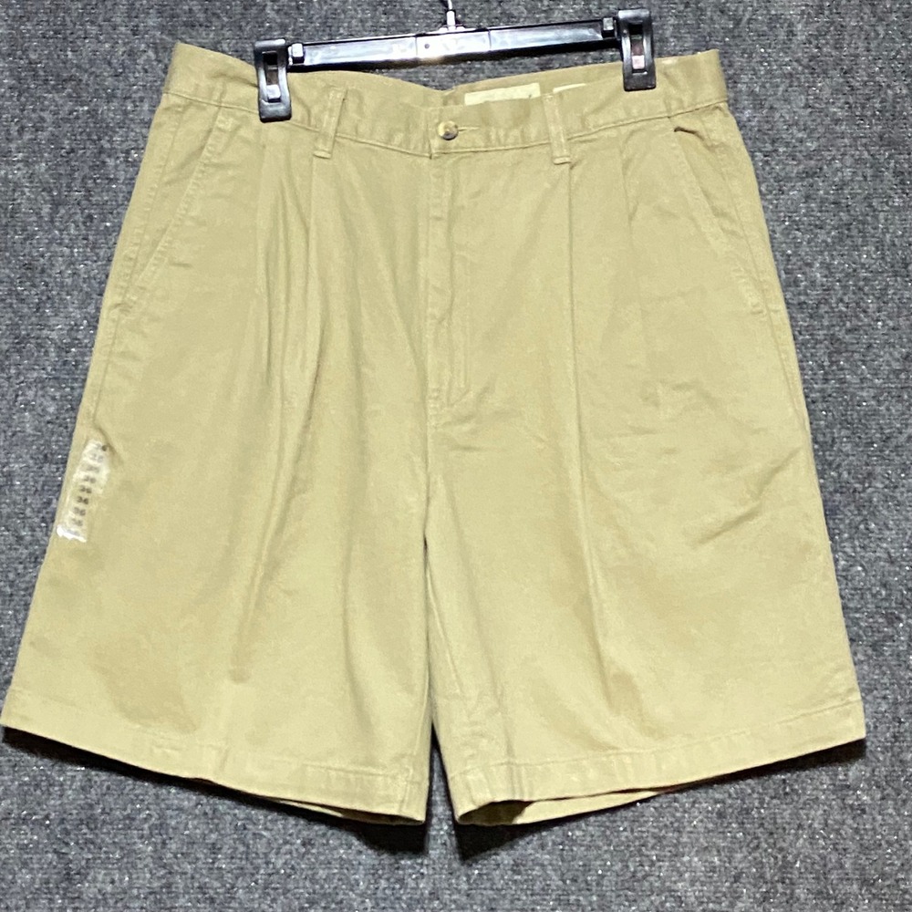 Eddie Bauer Y2K Mens 36 Khaki Shorts Tan Cotton Pleated Classic Fit NWT 0491